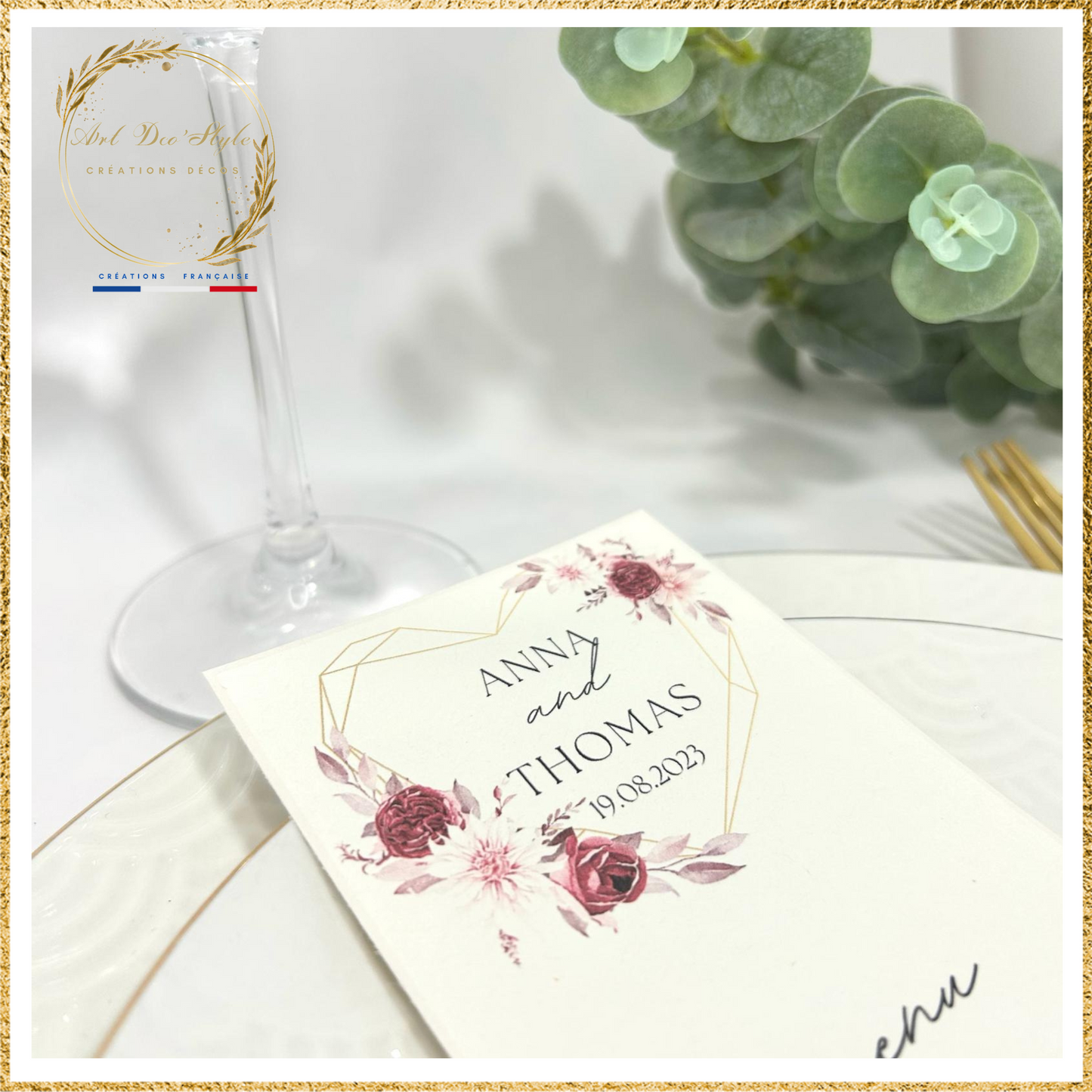 Carte de menu de mariage PERSONNALISÉE " THEME AMOUR "