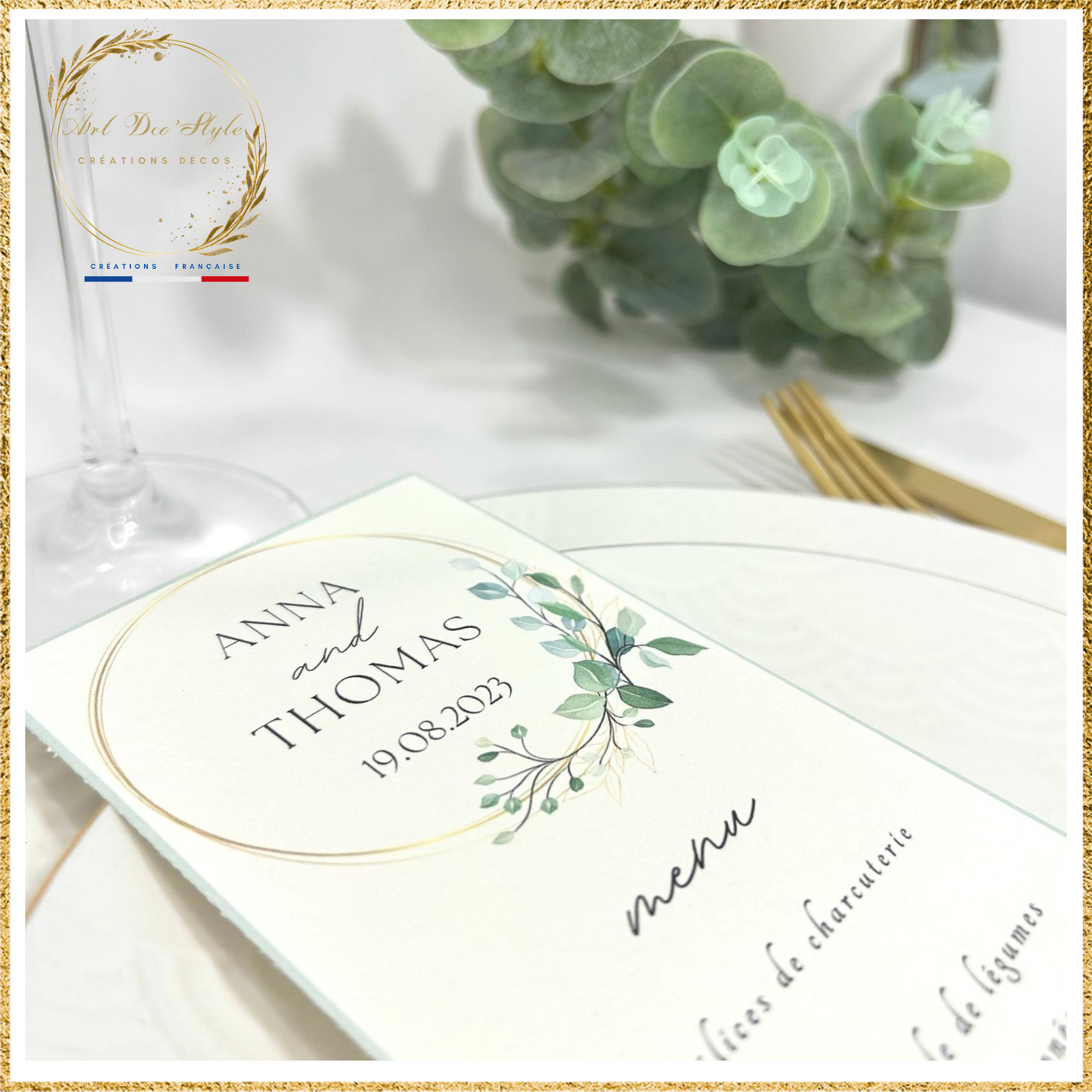 Carte de menu de mariage PERSONNALISÉE " THEME GREENERY "