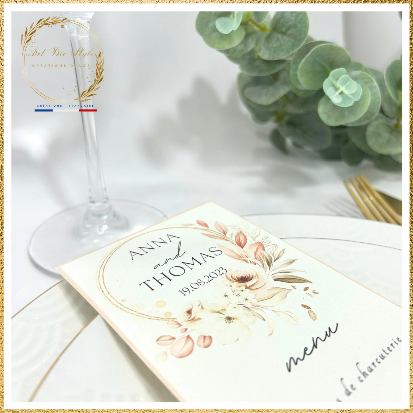 Carte de menu de mariage PERSONNALISÉE " THEME PASTEL "