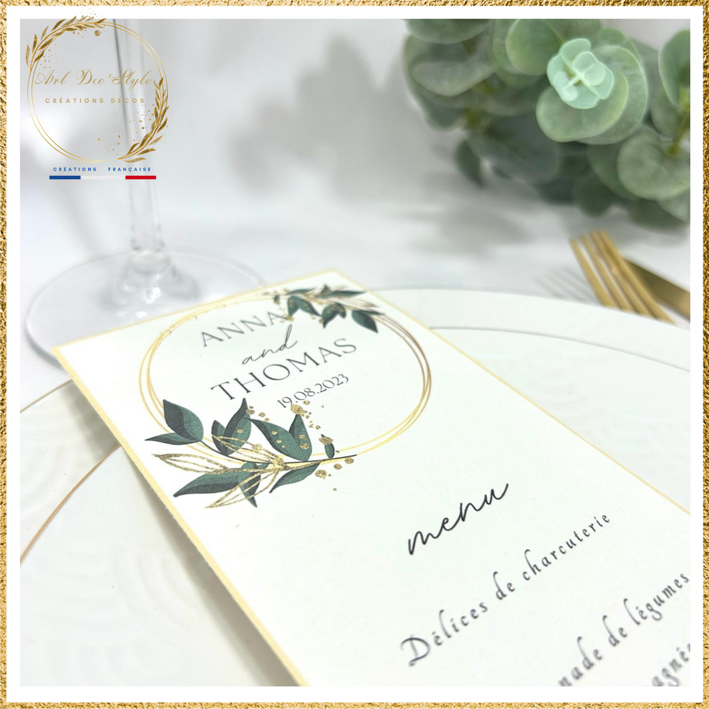 Carte de menu de mariage PERSONNALISEE "THEME OLIVIER"