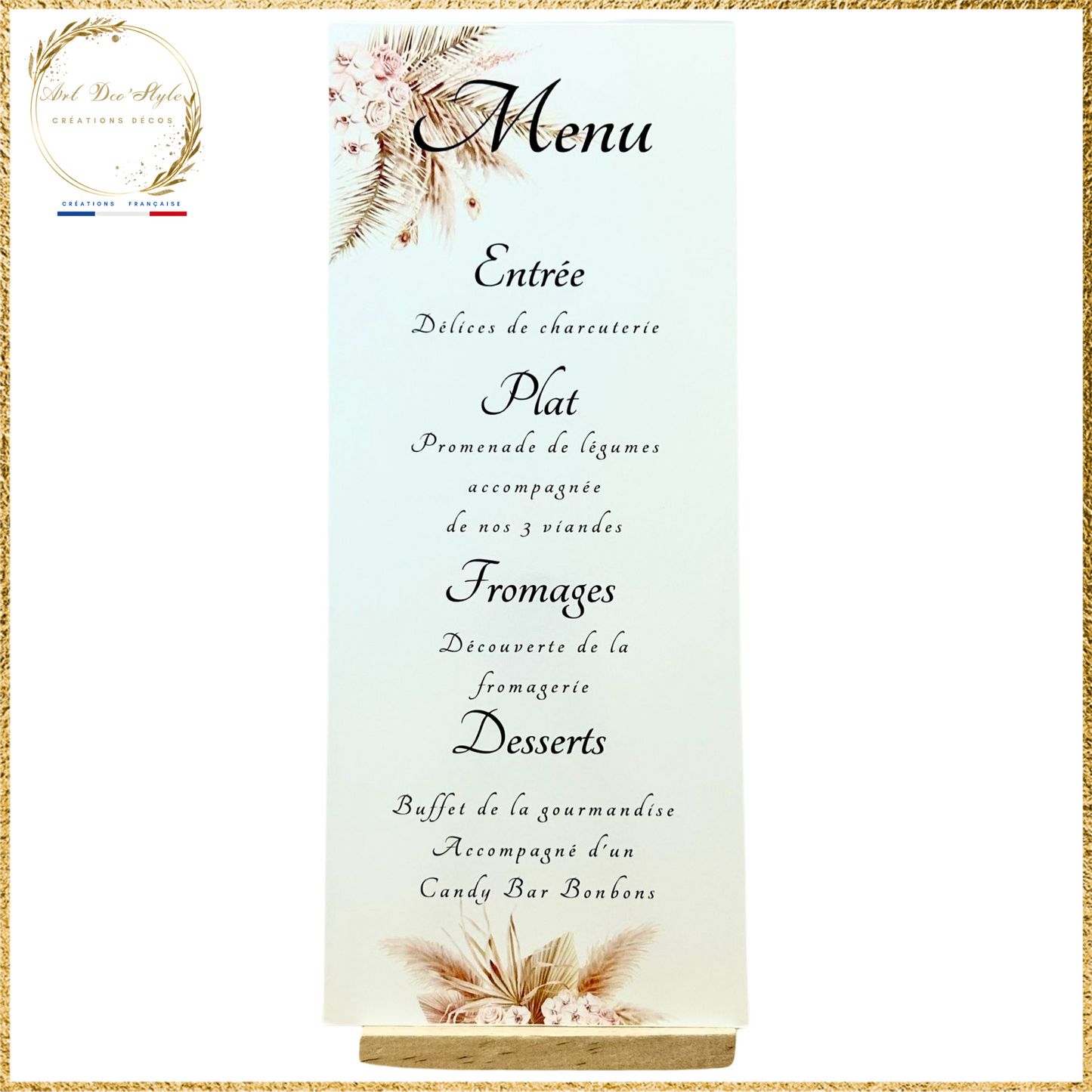 Carte de menu de mariage PERSONNALISÉE " THEME CAMPAGNE "
