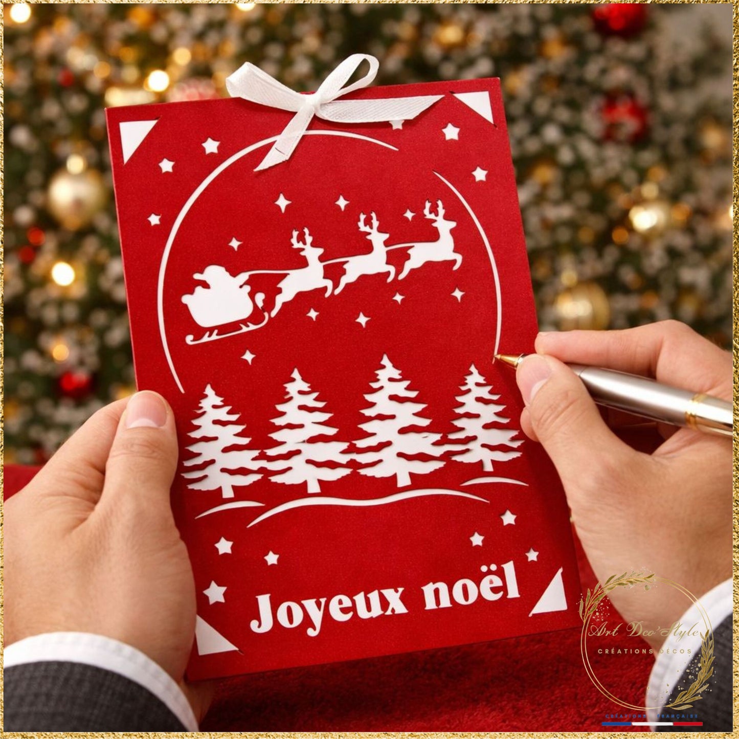 carte de noel decoupee sapin et reine de noel