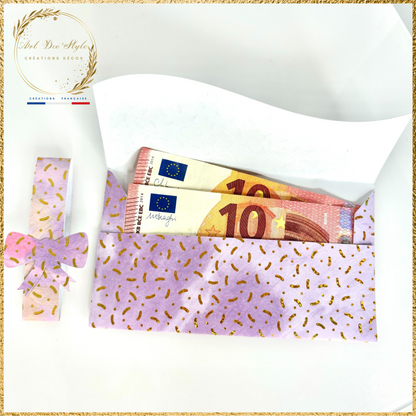 Porte Billet/Pochette à Étrenne VIOLETTE ET DORÉE