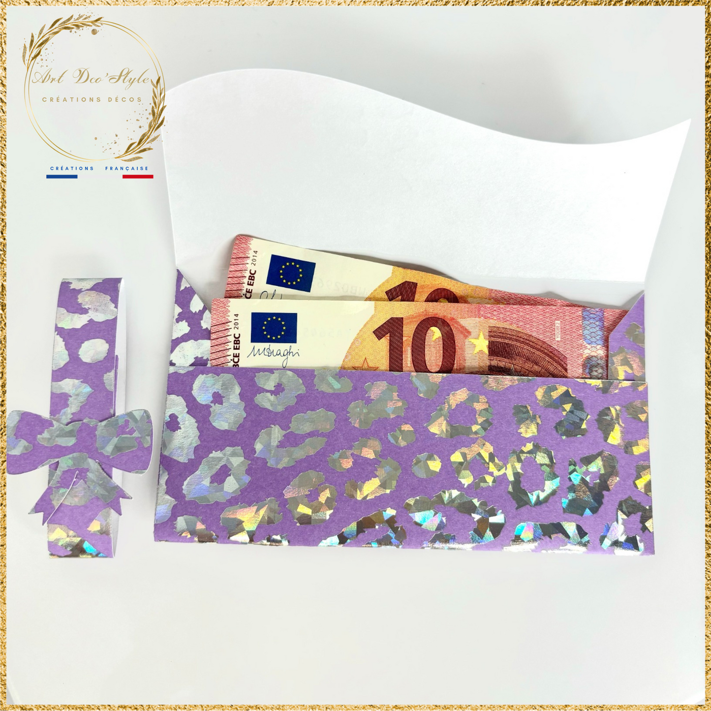 Porte Billet/Pochette à Étrenne VIOLETTE LÉOPARD