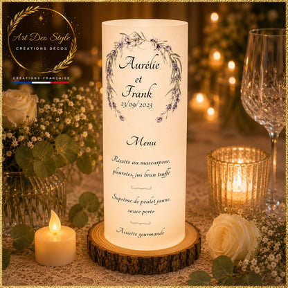 MENU PHOTOPHORE PERSONNALISÉ POUR VOTRE MARIAGE