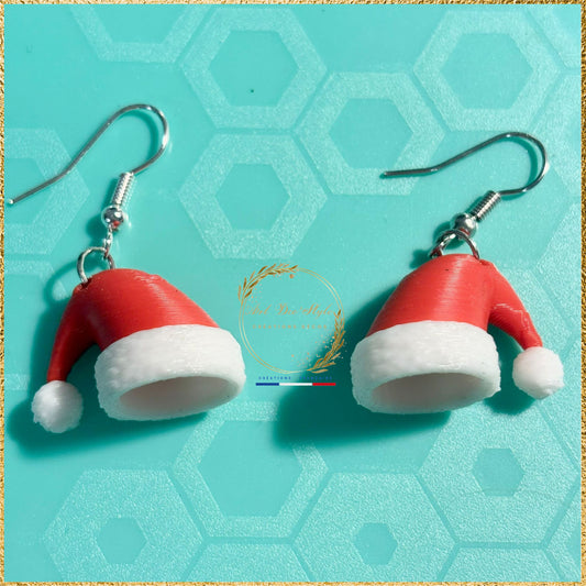 boucle d'oreille Bonnet père Noël