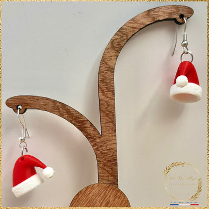 boucle d'oreille Bonnet père Noël