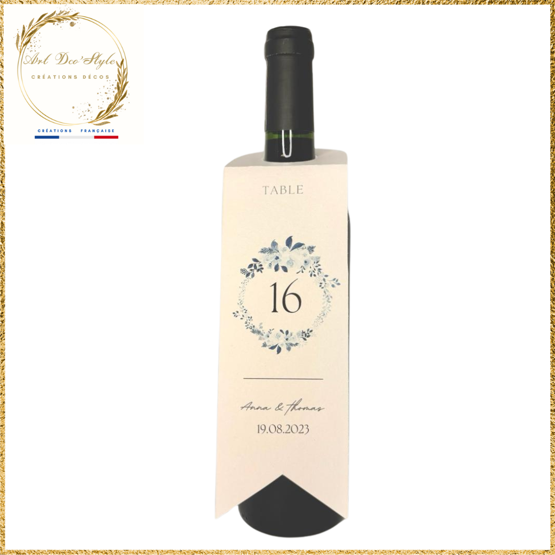 La décoration de la bouteille de vin est assortie à votre thème.<br>Étiquette pour bouteille de vin sur mesure.