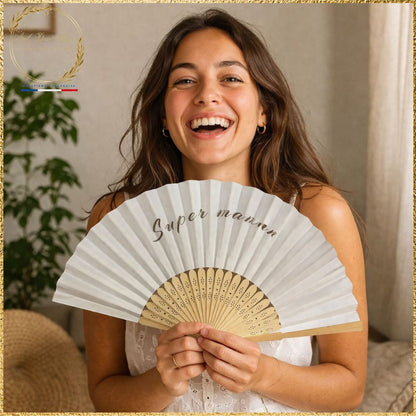 éventail personnalisé maman chérie en bois élégant