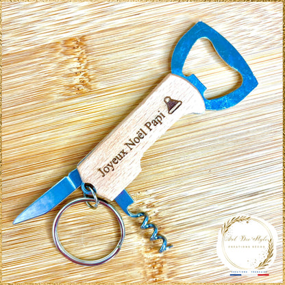 Cadeau homme personnalisé en bois pour papa ou papi porte-clé multifonction