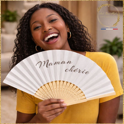 éventail bois personnalisé cadeau fête des mères