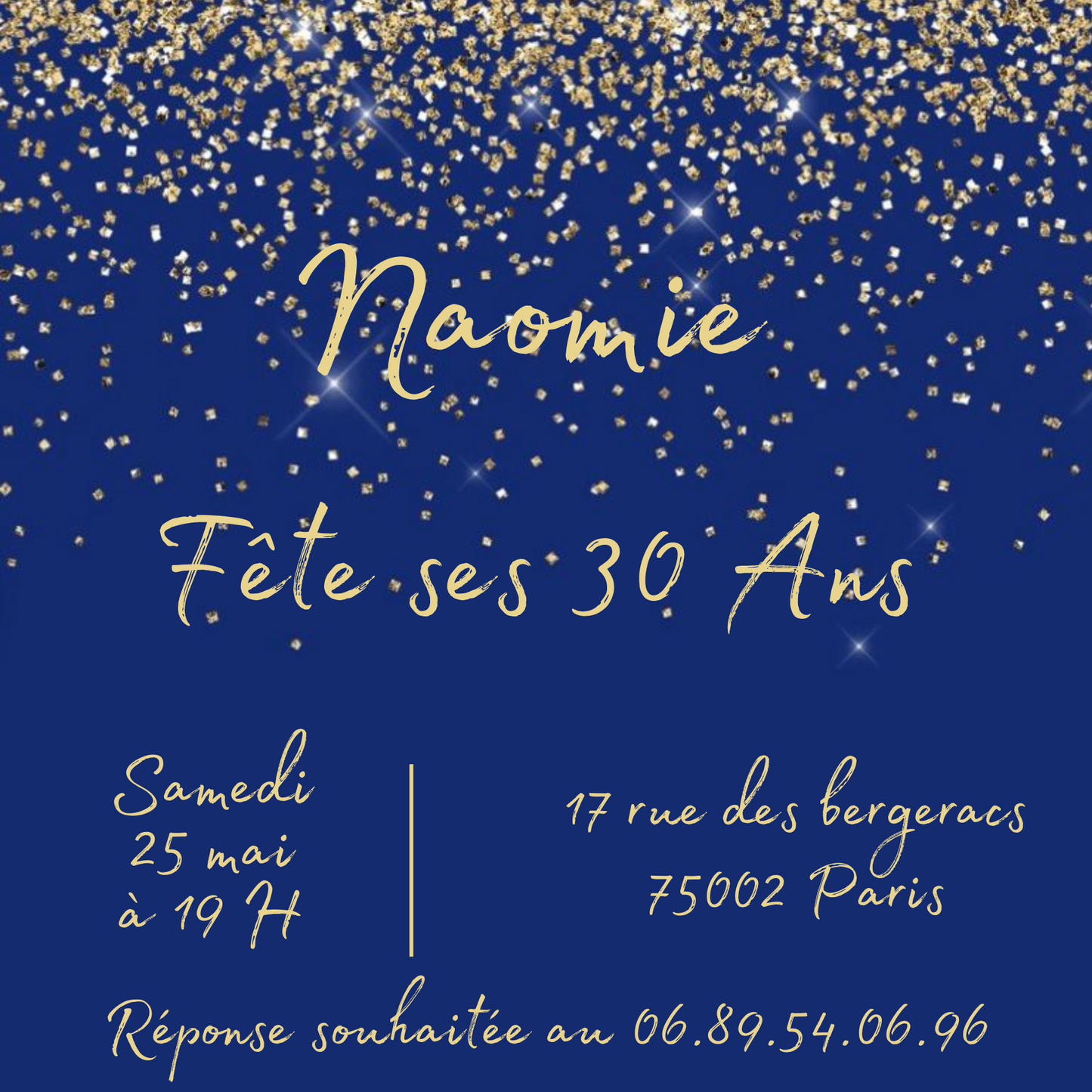 Carte d'Invitation Anniversaire Personnalisée BLEUE