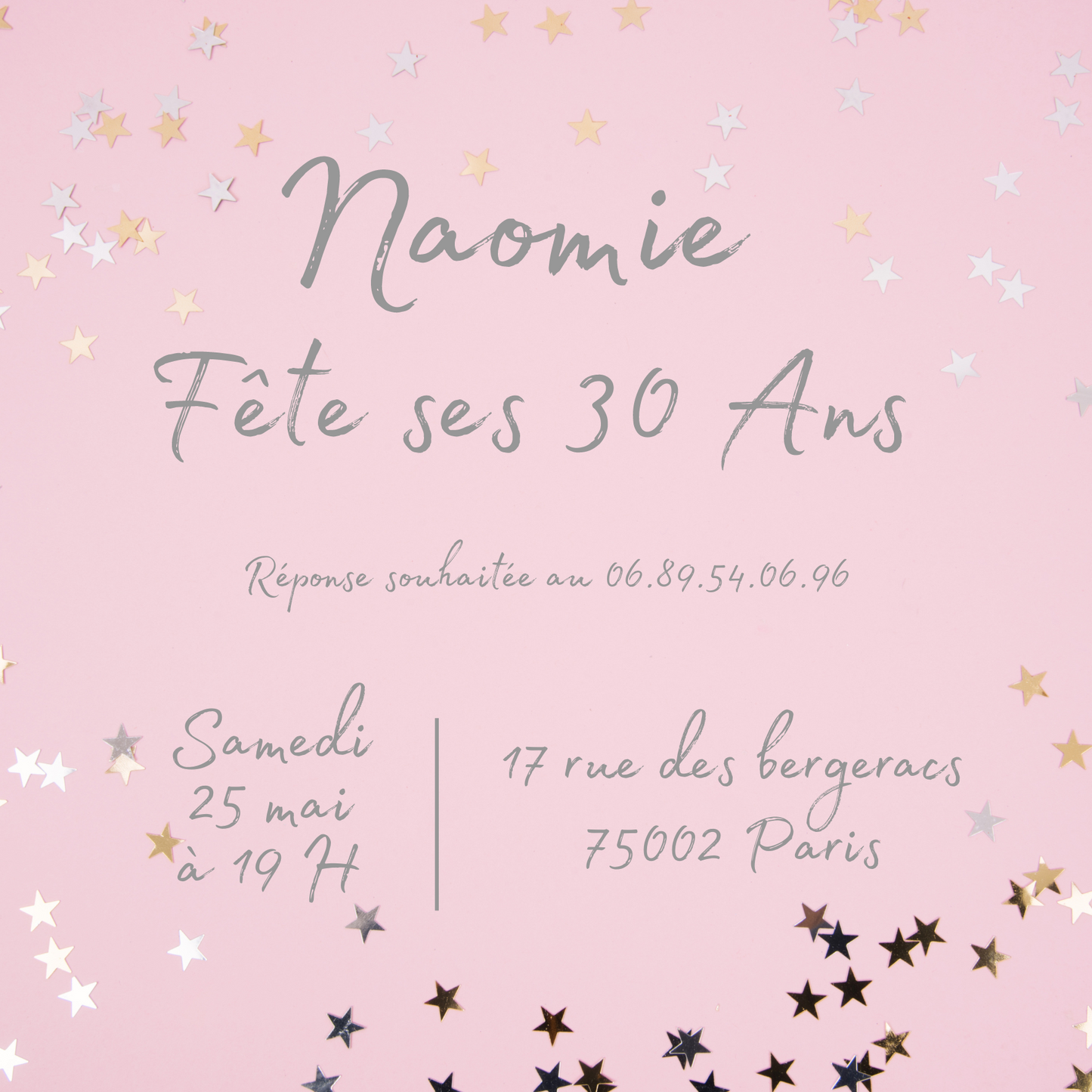 Carte d'Invitation Anniversaire Personnalisée ROSE