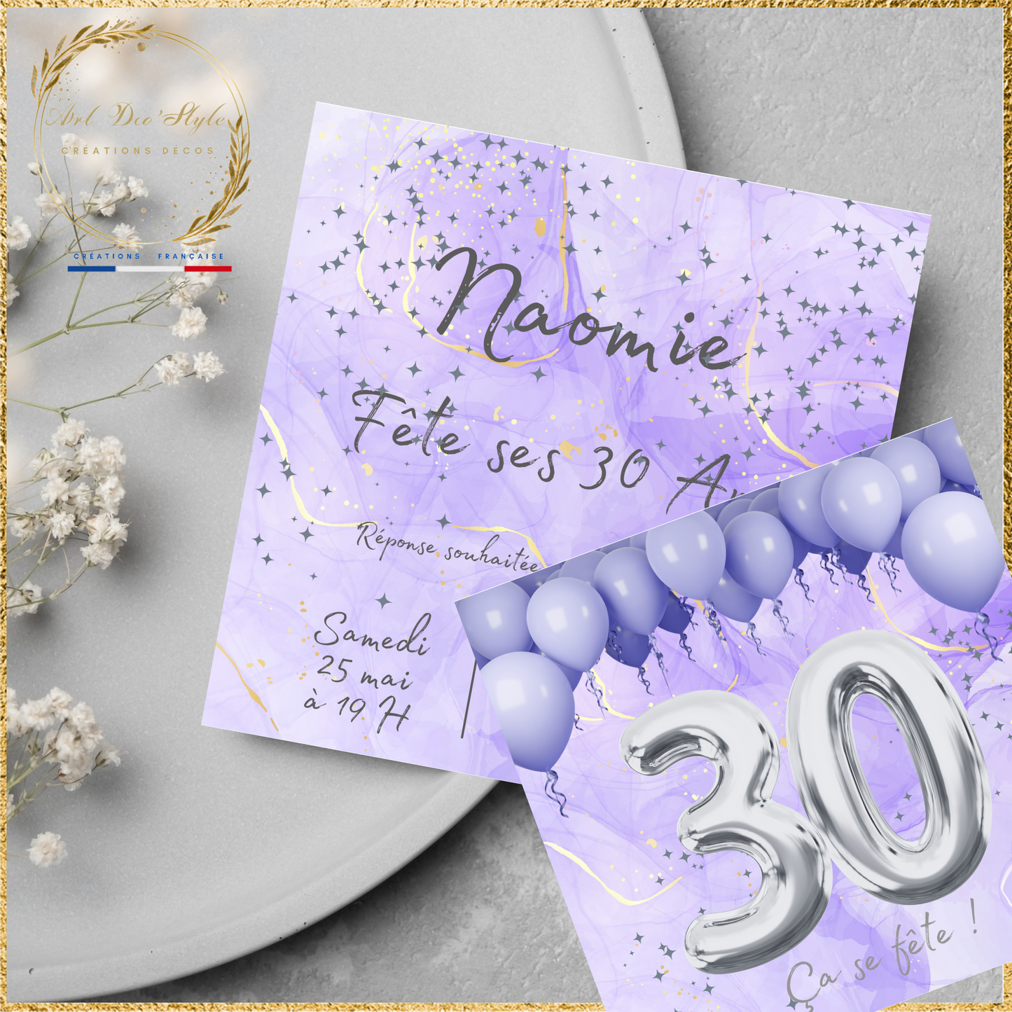 Carte d'Invitation Anniversaire Personnalisée VIOLETTE