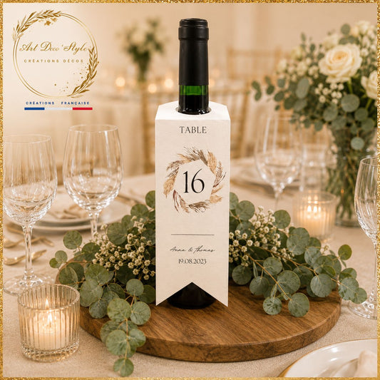 La décoration de la bouteille de vin est assortie à votre thème .Les étiquettes des bouteilles de vin sont personnalisables
