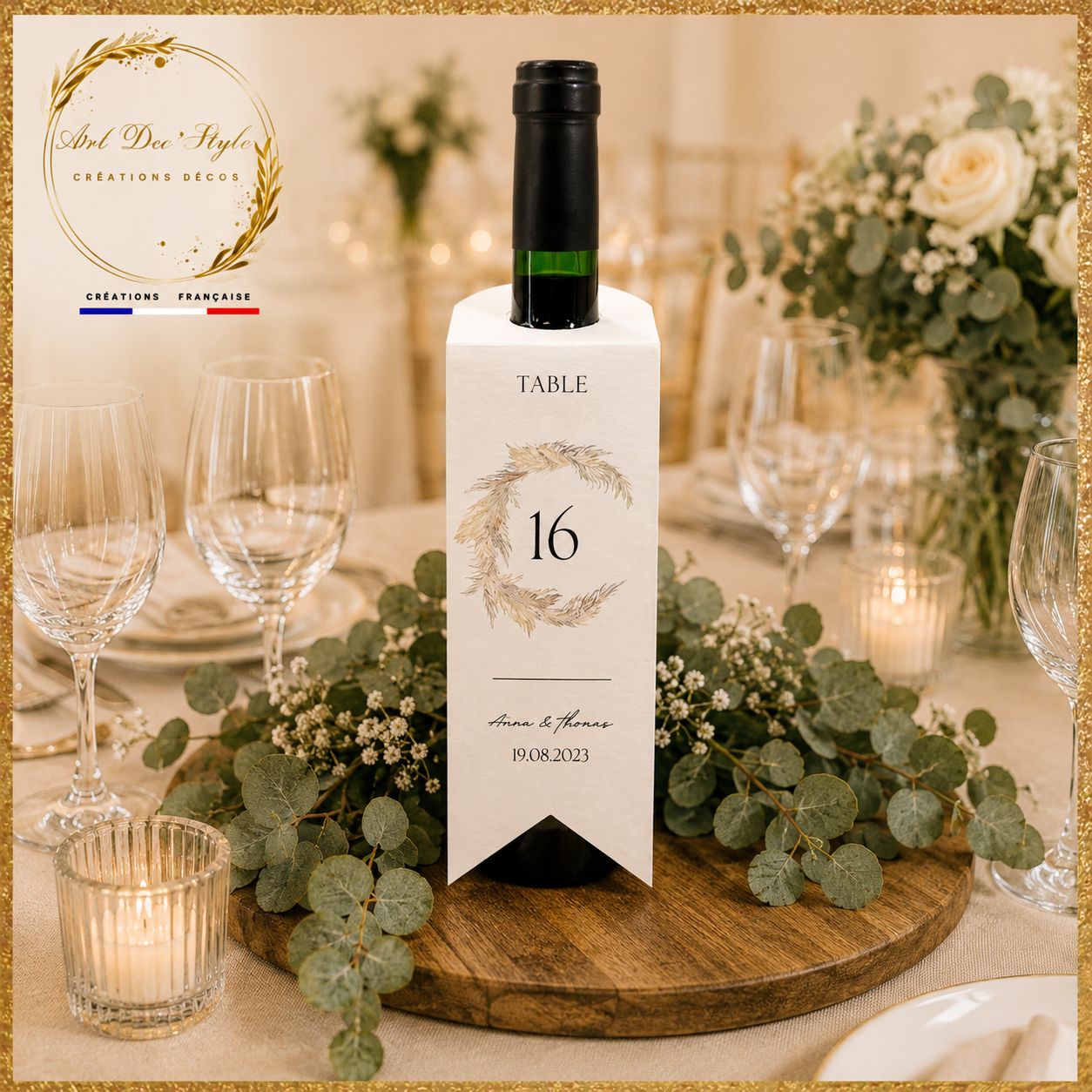 Étiquette personnalisée pour bouteille de vin de mariage 