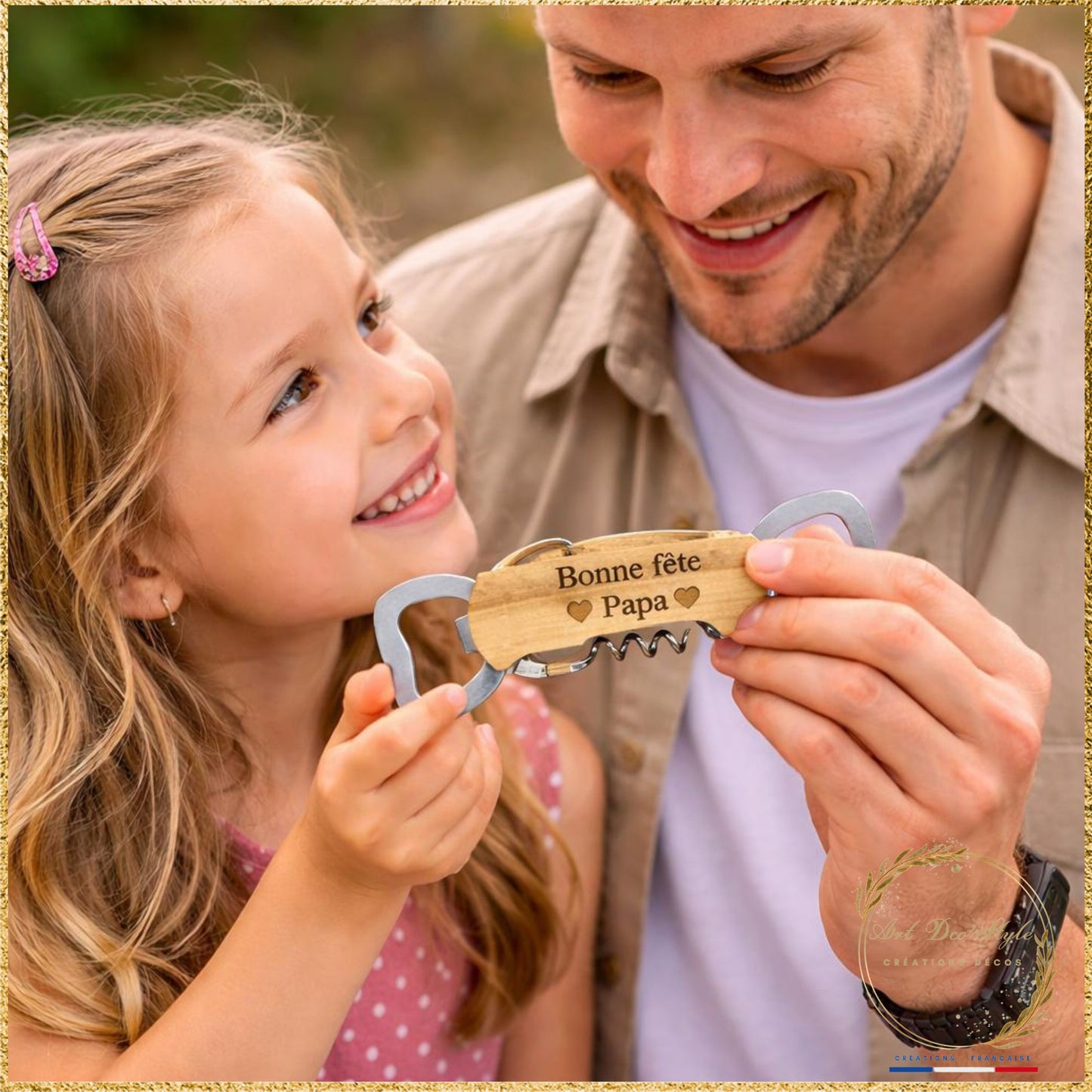 Ouvre-bouteille personnalisé en bois utilisé pour la fête des pèrescadeau papa