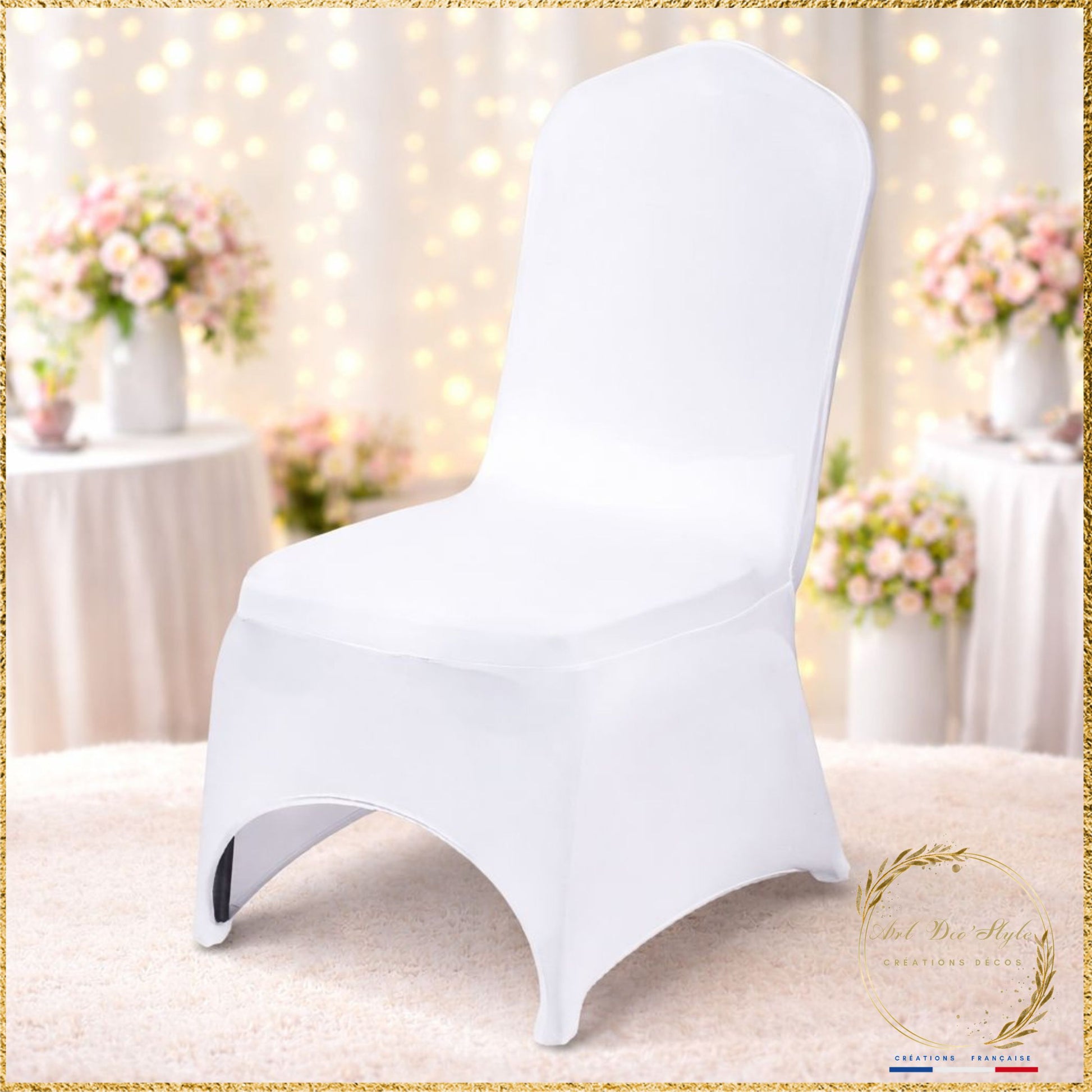 Housse de chaise blanche en lycra pour mariage et réception élégante en Essonne