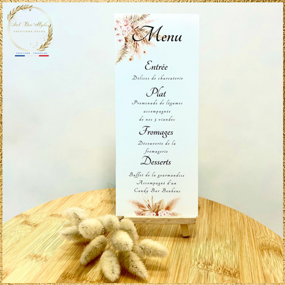 Carte de menu de mariage PERSONNALISÉE " THEME CAMPAGNE "