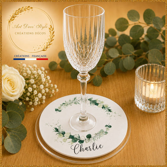 la décoration des verres apportent une touche originale et fonctionnelle.Elle s'associera à votre thème et servira de repère marque place pour vos convives.