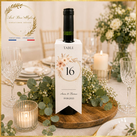 La décoration de la bouteille de vin est assortie à votre thème .Les étiquettes des bouteilles de vin sont personnalisables