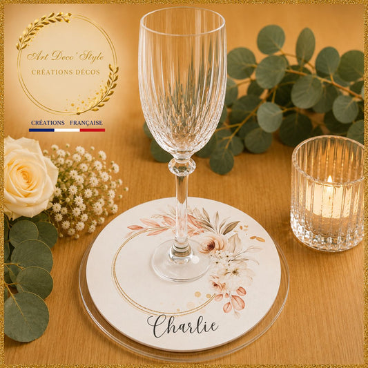 la décoration des verres apportent une touche originale et fonctionnelle.Elle s'associera à votre thème et servira de repère marque place pour vos convives.