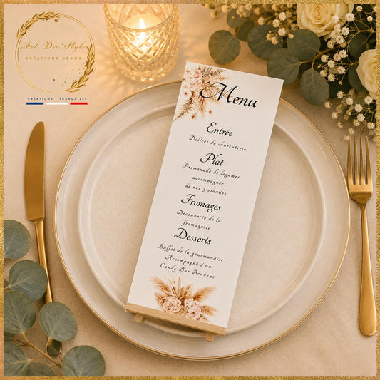 menu de table mariage theme campagne