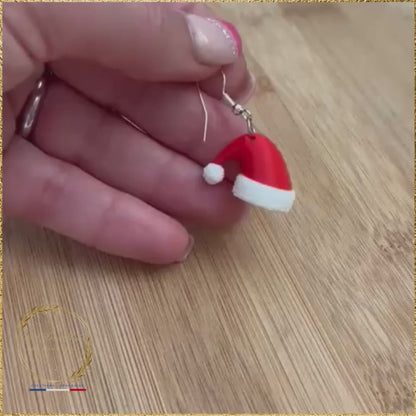boucle d'oreille Bonnet père Noël